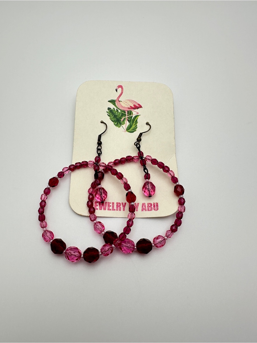 Handcrafted Pink Beaded Hoop Earrings